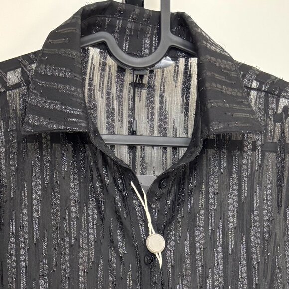 (NWT) Armani Exchange Sheer Button-Up Shirt with Metallic Threads - Picture 4 of 8